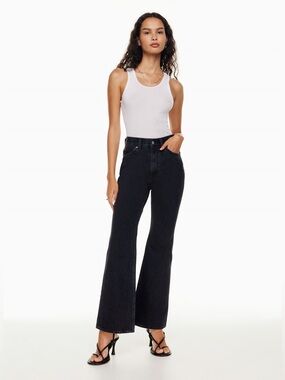 Denim Forum Aritzia The Marlene '60s High Rise Flare 30L Size 25 Black Dark Fall
